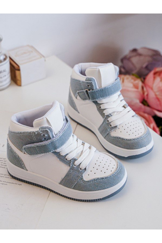 Calzado deportivo infantil Material denim Color blanco-azul Milara
