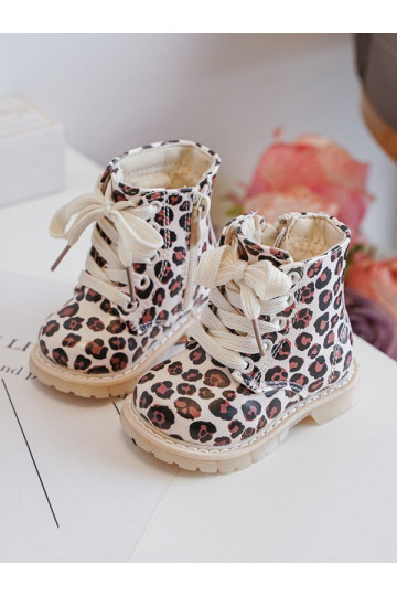Botas infantiles calentadas con cremalleras color beige-marrón Dolida
