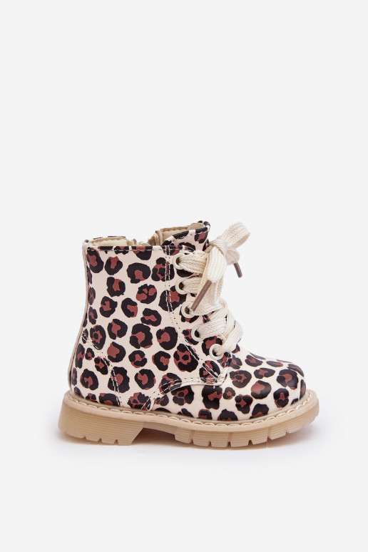 Botas infantiles calentadas con cremalleras color beige-marrón Dolida