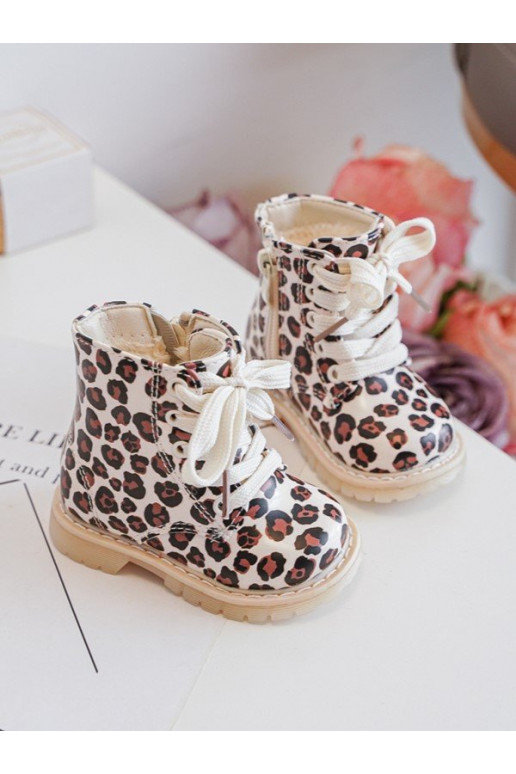 Botas infantiles calentadas con cremalleras color beige-marrón Dolida