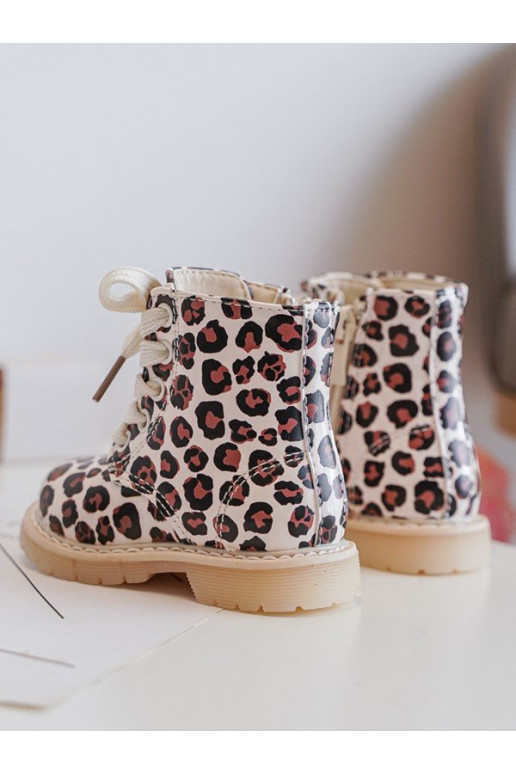Botas infantiles calentadas con cremalleras color beige-marrón Dolida