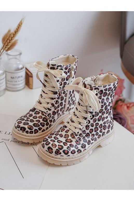 Botas infantiles calentadas con cremalleras color beige-marrón Dolida