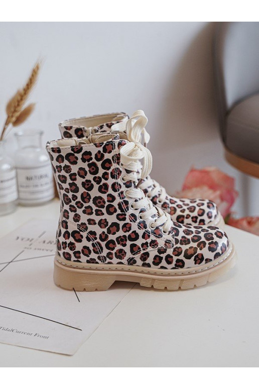 Botas infantiles calentadas con cremalleras color beige-marrón Dolida