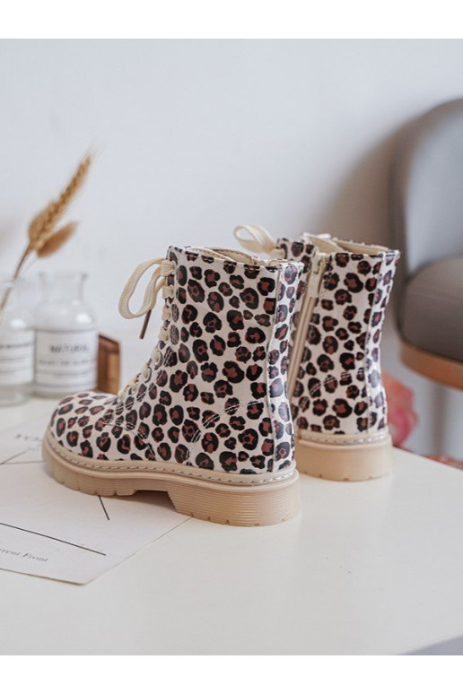 Botas infantiles calentadas con cremalleras color beige-marrón Dolida