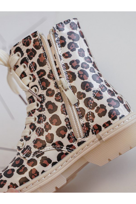 Botas infantiles calentadas con cremalleras color beige-marrón Dolida