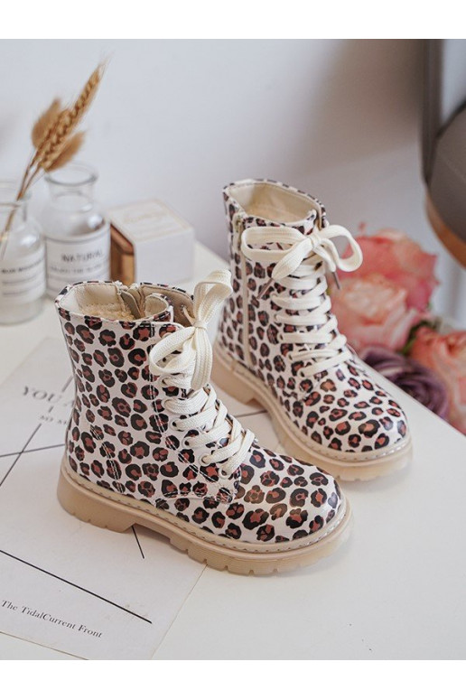 Botas infantiles calentadas con cremalleras color beige-marrón Dolida