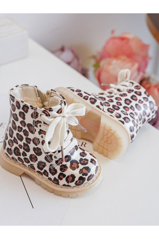 Botas infantiles calentadas con cremalleras color beige-marrón Dolida