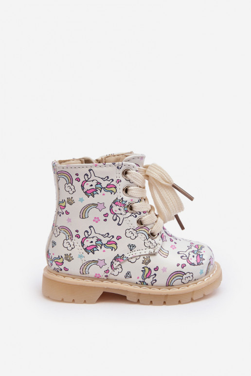 Botas infantiles calentadas con cremalleras color beige Dolida