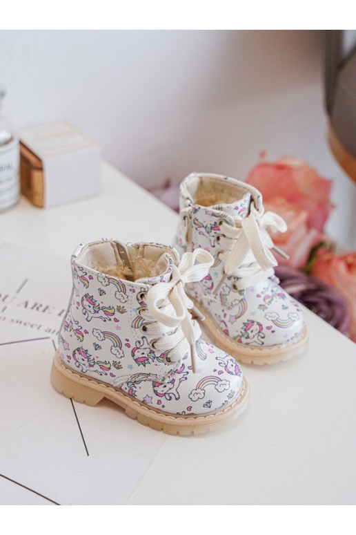 Botas infantiles calentadas con cremalleras color beige Dolida