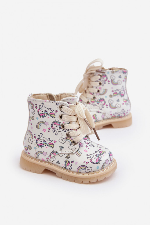 Botas infantiles calentadas con cremalleras color beige Dolida