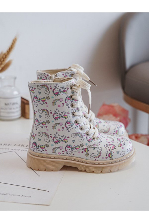 Botas infantiles calentadas con cremalleras color beige Dolida