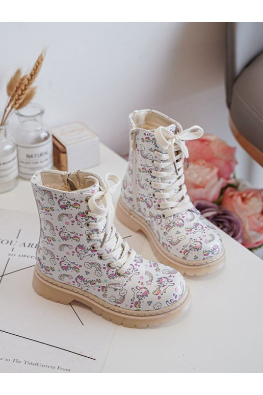 Botas infantiles calentadas con cremalleras color beige Dolida