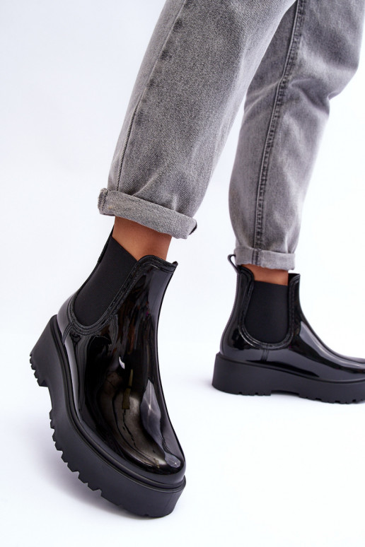 con efecto barniz Zapatos de goma Botas con plataforma Big Star MM274395 color negro