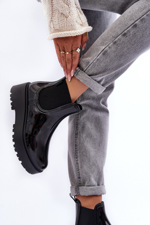 con efecto barniz Zapatos de goma Botas con plataforma Big Star MM274395 color negro