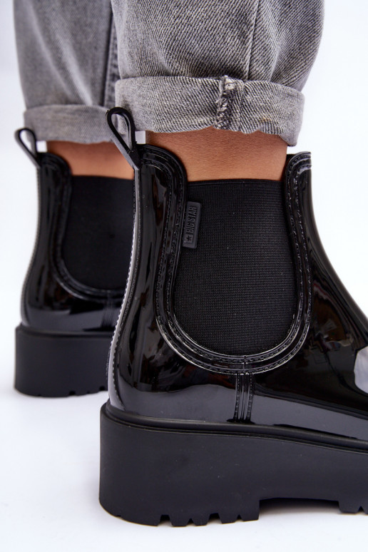 con efecto barniz Zapatos de goma Botas con plataforma Big Star MM274395 color negro