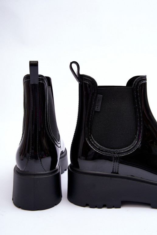 con efecto barniz Zapatos de goma Botas con plataforma Big Star MM274395 color negro