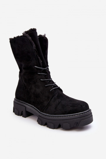 Botas con cordones y calentadores Frendo en negro