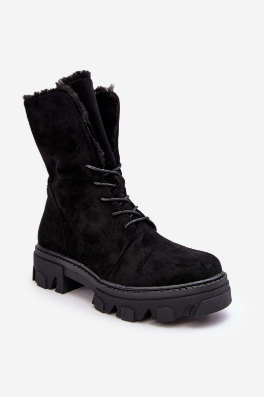 Botas con cordones y calentadores Frendo en negro