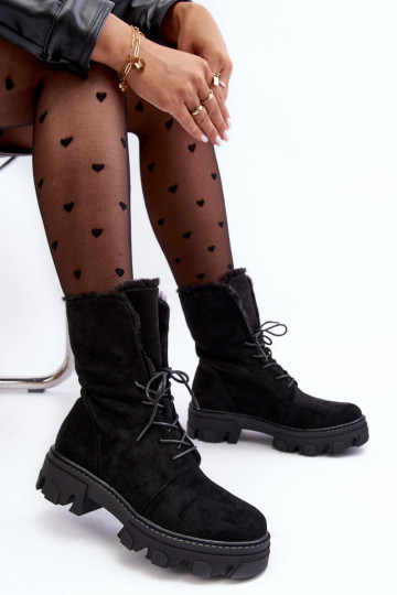 Botas con cordones y calentadores Frendo en negro 2