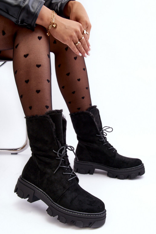 Botas con cordones y calentadores Frendo en negro