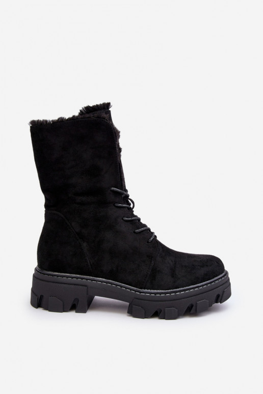 Botas con cordones y calentadores Frendo en negro