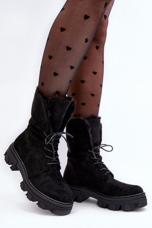 Botas con cordones y calentadores Frendo en negro