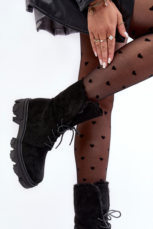 Botas con cordones y calentadores Frendo en negro