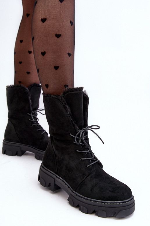Botas con cordones y calentadores Frendo en negro