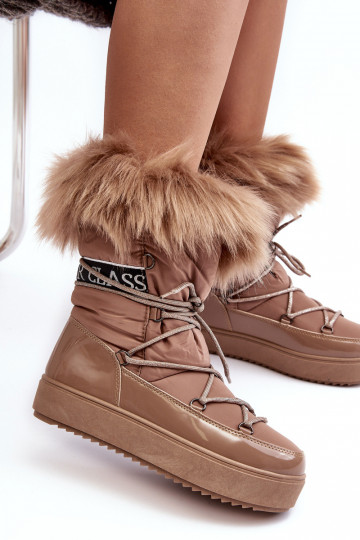 botas de nieve con cordones beige Santero