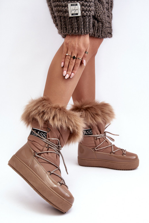 botas de nieve con cordones beige Santero