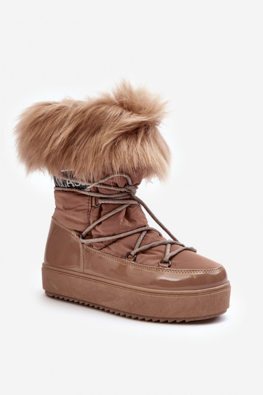 botas de nieve con cordones beige Santero