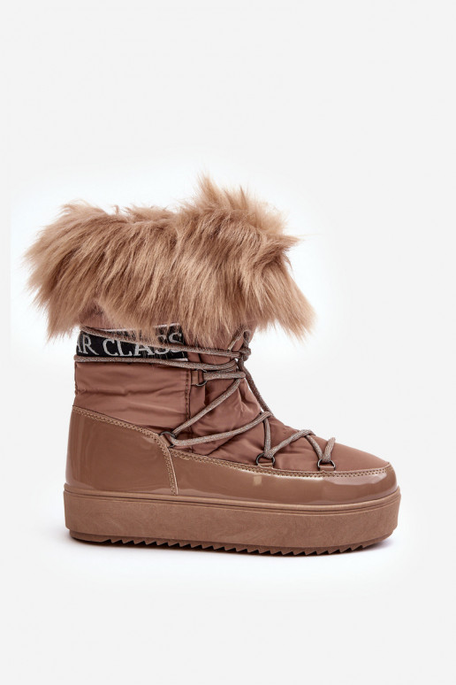 botas de nieve con cordones beige Santero