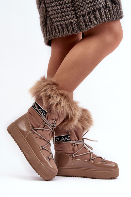 botas de nieve con cordones beige Santero