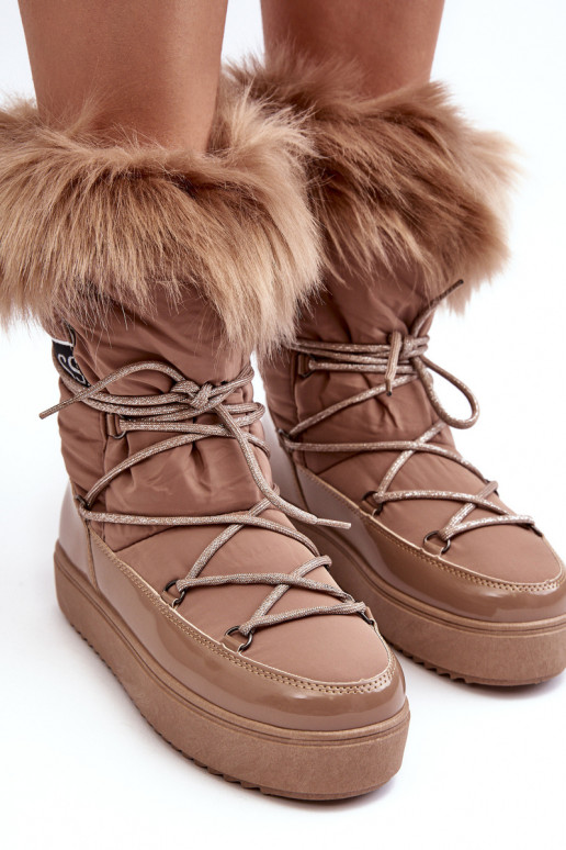 botas de nieve con cordones beige Santero