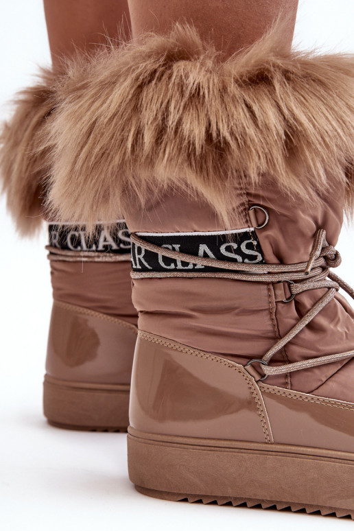 botas de nieve con cordones beige Santero