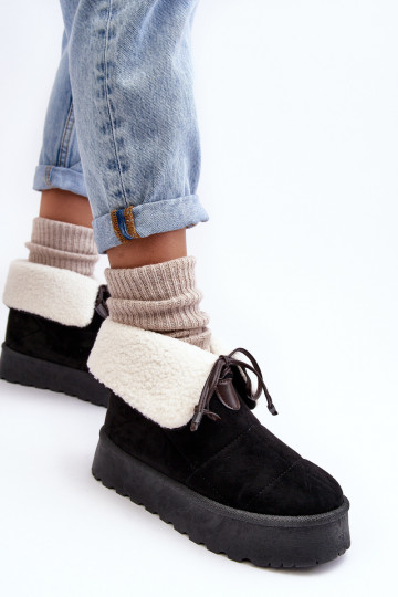 Botas de nieve con plataforma con calefacción en color negro Olimuka