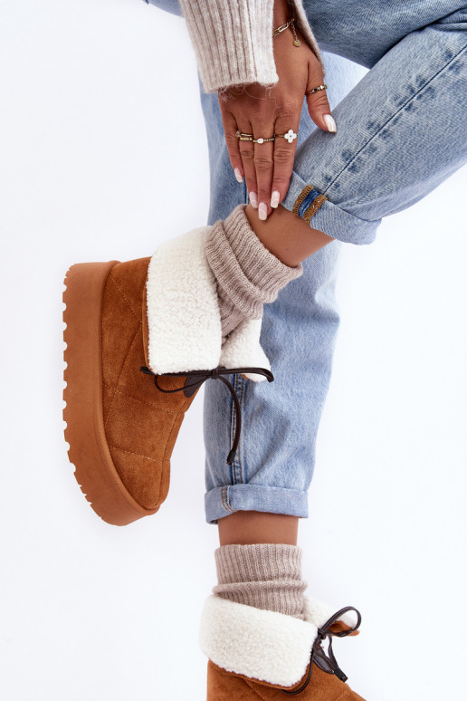 botas de nieve con plataforma con calefacción en color marrón Olimuka botas de nieve con plataforma con calefacción en color marrón Olimuka