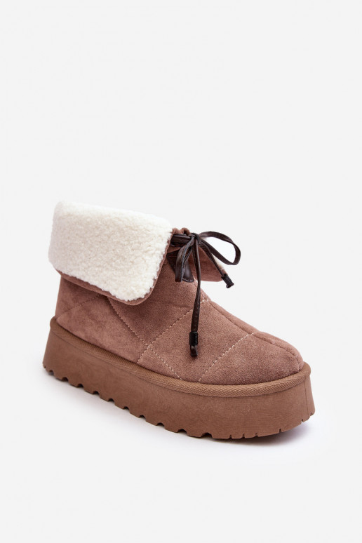 botas de nieve con plataforma con cálido beige Olimuka botas de nieve con plataforma con cálido beige Olimuka
