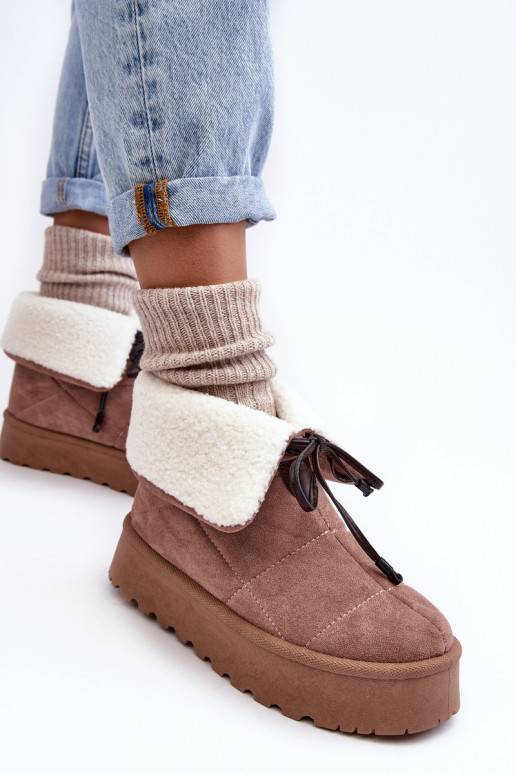 botas de nieve con plataforma con cálido beige Olimuka botas de nieve con plataforma con cálido beige Olimuka