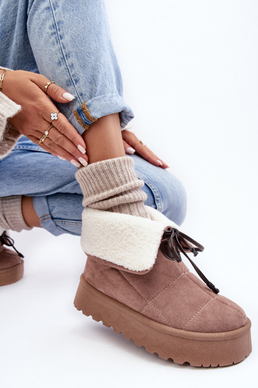 botas de nieve con plataforma con cálido beige Olimuka botas de nieve con plataforma con cálido beige Olimuka