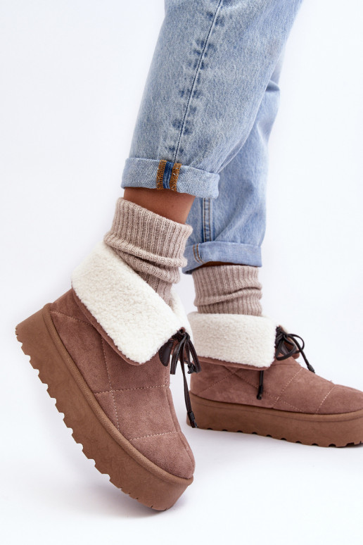 botas de nieve con plataforma con cálido beige Olimuka botas de nieve con plataforma con cálido beige Olimuka
