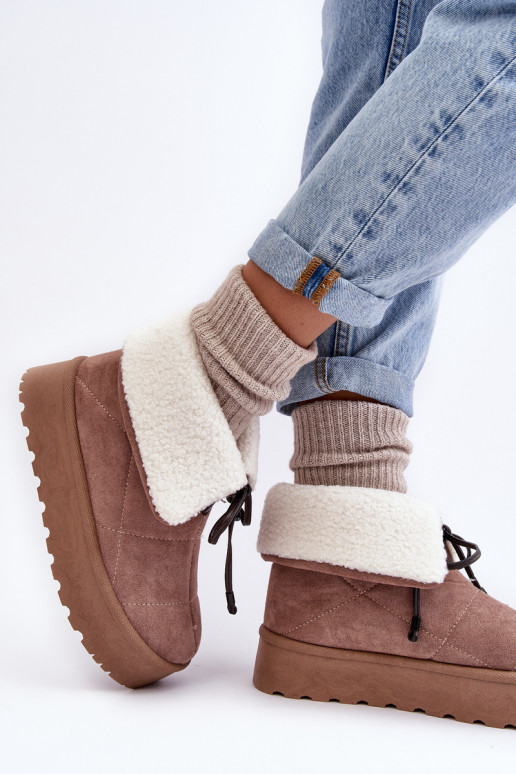botas de nieve con plataforma con cálido beige Olimuka botas de nieve con plataforma con cálido beige Olimuka