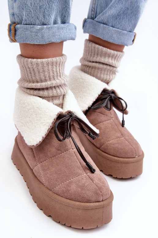 botas de nieve con plataforma con cálido beige Olimuka botas de nieve con plataforma con cálido beige Olimuka