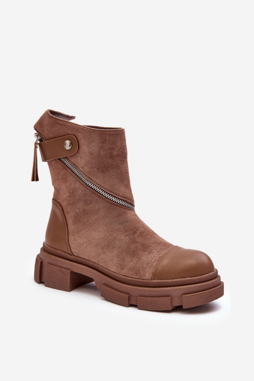 Botas ante con cremalleras beige Kandell Botas ante con cremalleras beige Kandell
