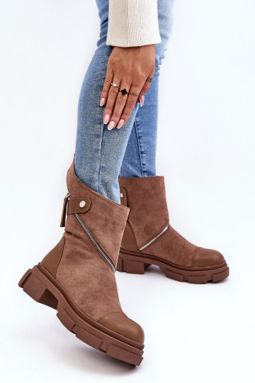 Botas ante con cremalleras beige Kandell 2