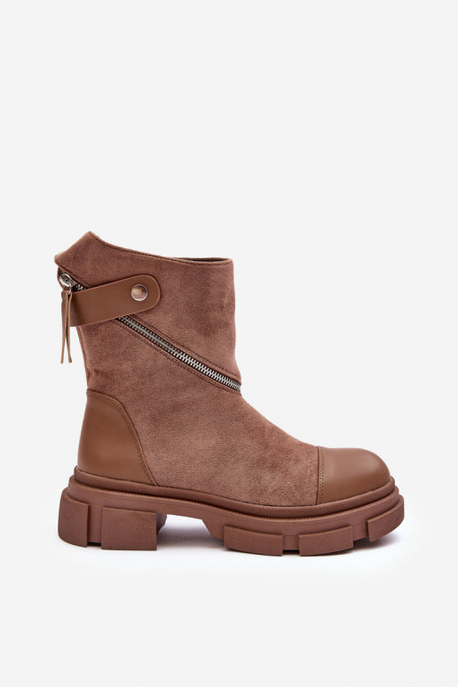 Botas ante con cremalleras beige Kandell Botas ante con cremalleras beige Kandell