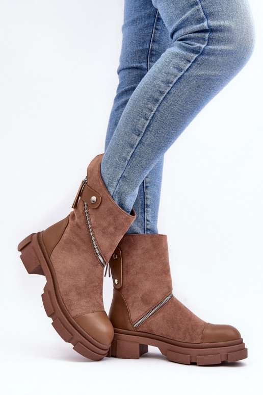Botas ante con cremalleras beige Kandell Botas ante con cremalleras beige Kandell