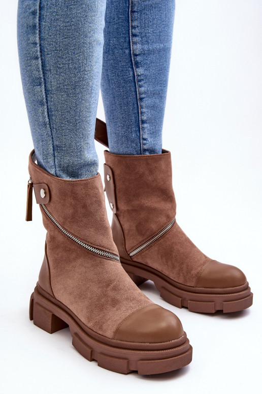 Botas ante con cremalleras beige Kandell Botas ante con cremalleras beige Kandell