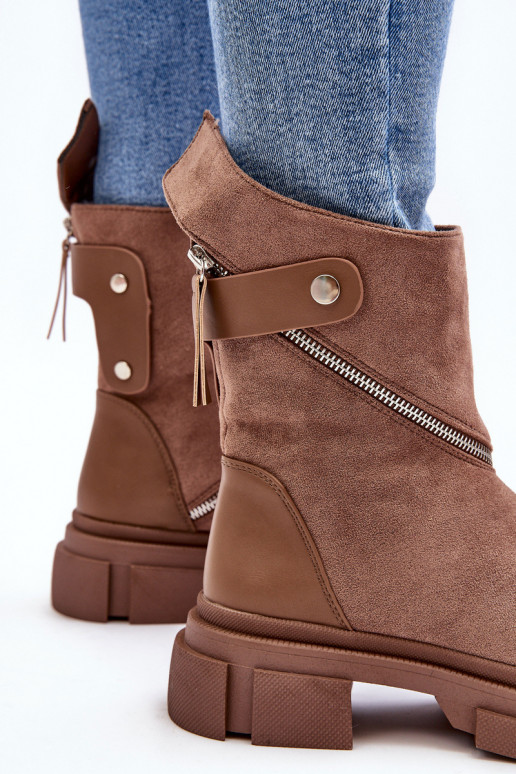 Botas ante con cremalleras beige Kandell Botas ante con cremalleras beige Kandell