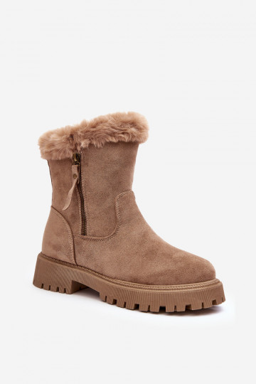 Botas de ante con pelo color beige Hasiva
